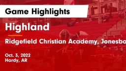 Highland  vs Ridgefield Christian Academy, Jonesboro, AR Game Highlights - Oct. 3, 2022