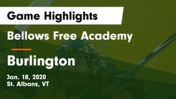 Bellows Free Academy  vs Burlington  Game Highlights - Jan. 18, 2020