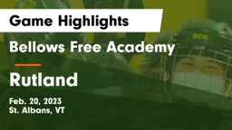 Bellows Free Academy  vs Rutland  Game Highlights - Feb. 20, 2023