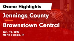 Jennings County  vs Brownstown Central  Game Highlights - Jan. 10, 2020