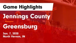 Jennings County  vs Greensburg  Game Highlights - Jan. 7, 2020