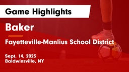 Baker  vs Fayetteville-Manlius School District  Game Highlights - Sept. 14, 2023