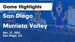 San Diego  vs Murrieta Valley  Game Highlights - Dec. 27, 2022