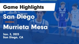San Diego  vs Murrieta Mesa  Game Highlights - Jan. 3, 2023
