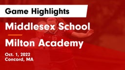 Middlesex School vs Milton Academy Game Highlights - Oct. 1, 2022