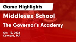 Middlesex School vs The Governor's Academy  Game Highlights - Oct. 12, 2022