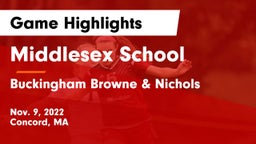 Middlesex School vs Buckingham Browne & Nichols  Game Highlights - Nov. 9, 2022