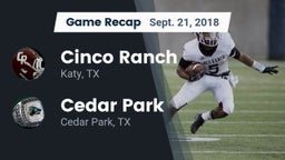 Recap: Cinco Ranch  vs. Cedar Park  2018