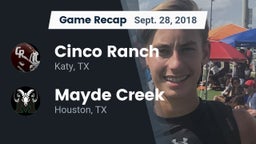Recap: Cinco Ranch  vs. Mayde Creek  2018