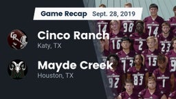 Recap: Cinco Ranch  vs. Mayde Creek  2019