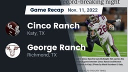 Recap: Cinco Ranch  vs. George Ranch  2022