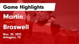 Martin  vs Braswell  Game Highlights - Nov. 20, 2023