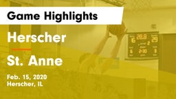 Herscher  vs St. Anne Game Highlights - Feb. 15, 2020