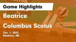 Beatrice  vs Columbus Scotus Game Highlights - Oct. 1, 2022