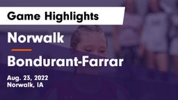 Norwalk  vs Bondurant-Farrar  Game Highlights - Aug. 23, 2022