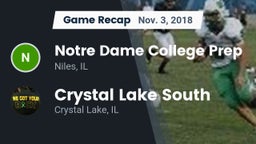 Recap: Notre Dame College Prep vs. Crystal Lake South  2018