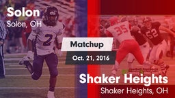 Matchup: Solon  vs. Shaker Heights  2016