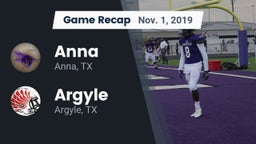 Recap: Anna  vs. Argyle  2019