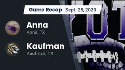 Recap: Anna  vs. Kaufman  2020