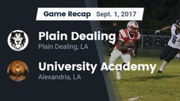 Recap: Plain Dealing  vs. University Academy 2017