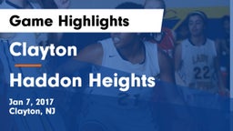 Clayton  vs Haddon Heights  Game Highlights - Jan 7, 2017
