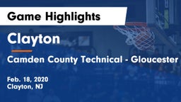 Clayton  vs Camden County Technical - Gloucester Township Game Highlights - Feb. 18, 2020