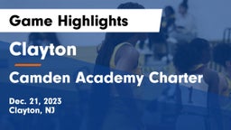 Clayton  vs Camden Academy Charter Game Highlights - Dec. 21, 2023