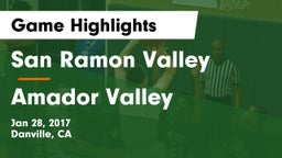 San Ramon Valley  vs Amador Valley  Game Highlights - Jan 28, 2017