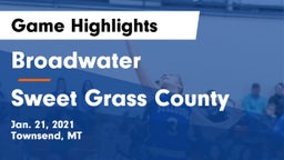 Broadwater  vs Sweet Grass County  Game Highlights - Jan. 21, 2021