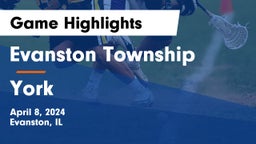 Evanston Township  vs York  Game Highlights - April 8, 2024