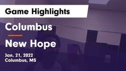 Columbus  vs New Hope  Game Highlights - Jan. 21, 2022