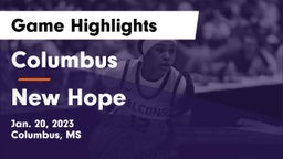 Columbus  vs New Hope  Game Highlights - Jan. 20, 2023
