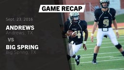 Recap: Andrews  vs. Big Spring  2016