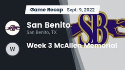 Recap: San Benito  vs. Week 3 McAllen Memorial 2022