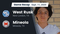 Recap: West Rusk  vs. Mineola  2020