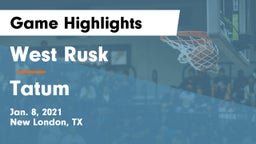 West Rusk  vs Tatum  Game Highlights - Jan. 8, 2021