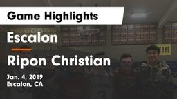 Escalon  vs Ripon Christian  Game Highlights - Jan. 4, 2019