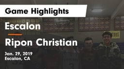 Escalon  vs Ripon Christian  Game Highlights - Jan. 29, 2019