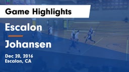 Escalon  vs Johansen Game Highlights - Dec 20, 2016