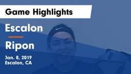 Escalon  vs Ripon  Game Highlights - Jan. 8, 2019