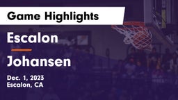 Escalon  vs Johansen Game Highlights - Dec. 1, 2023