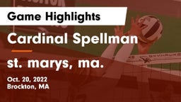 Cardinal Spellman  vs st. marys, ma. Game Highlights - Oct. 20, 2022