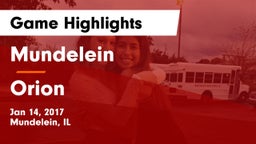 Mundelein  vs Orion Game Highlights - Jan 14, 2017