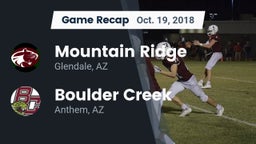 Recap: Mountain Ridge  vs. Boulder Creek  2018