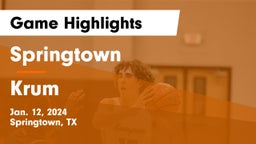 Springtown  vs Krum  Game Highlights - Jan. 12, 2024