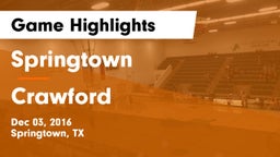 Springtown  vs Crawford  Game Highlights - Dec 03, 2016