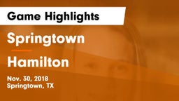 Springtown  vs Hamilton  Game Highlights - Nov. 30, 2018