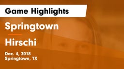 Springtown  vs Hirschi  Game Highlights - Dec. 4, 2018