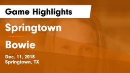 Springtown  vs Bowie  Game Highlights - Dec. 11, 2018