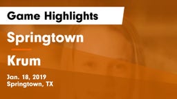 Springtown  vs Krum  Game Highlights - Jan. 18, 2019